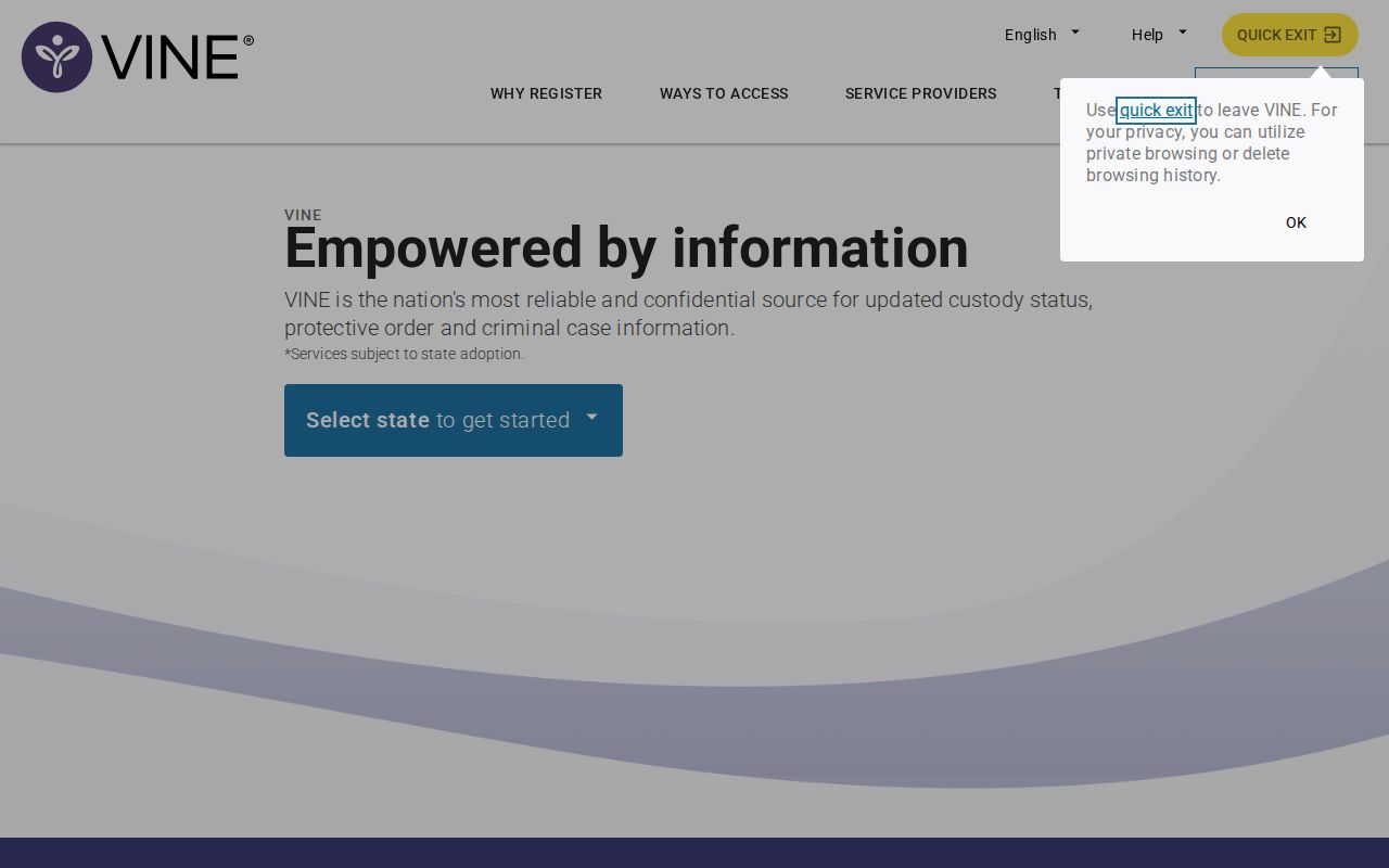 VINELink interface for selecting New Mexico and beginning a specific-person custody search